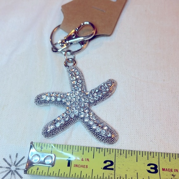 Bling Rhinestone Silver Starfish Purse Charm/Keychain - Picture 4 of 4